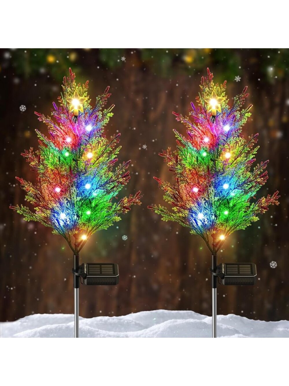 2 Pack Christmas Decorations Outdoor Solar Tree Pathway Lights Waterproof 40 LED
